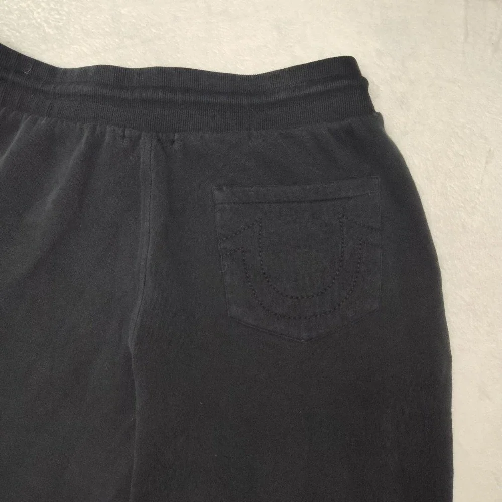 True Religion Jogger Pants Mens M Black Shine Arch‎ Classic Jogger Fleece School